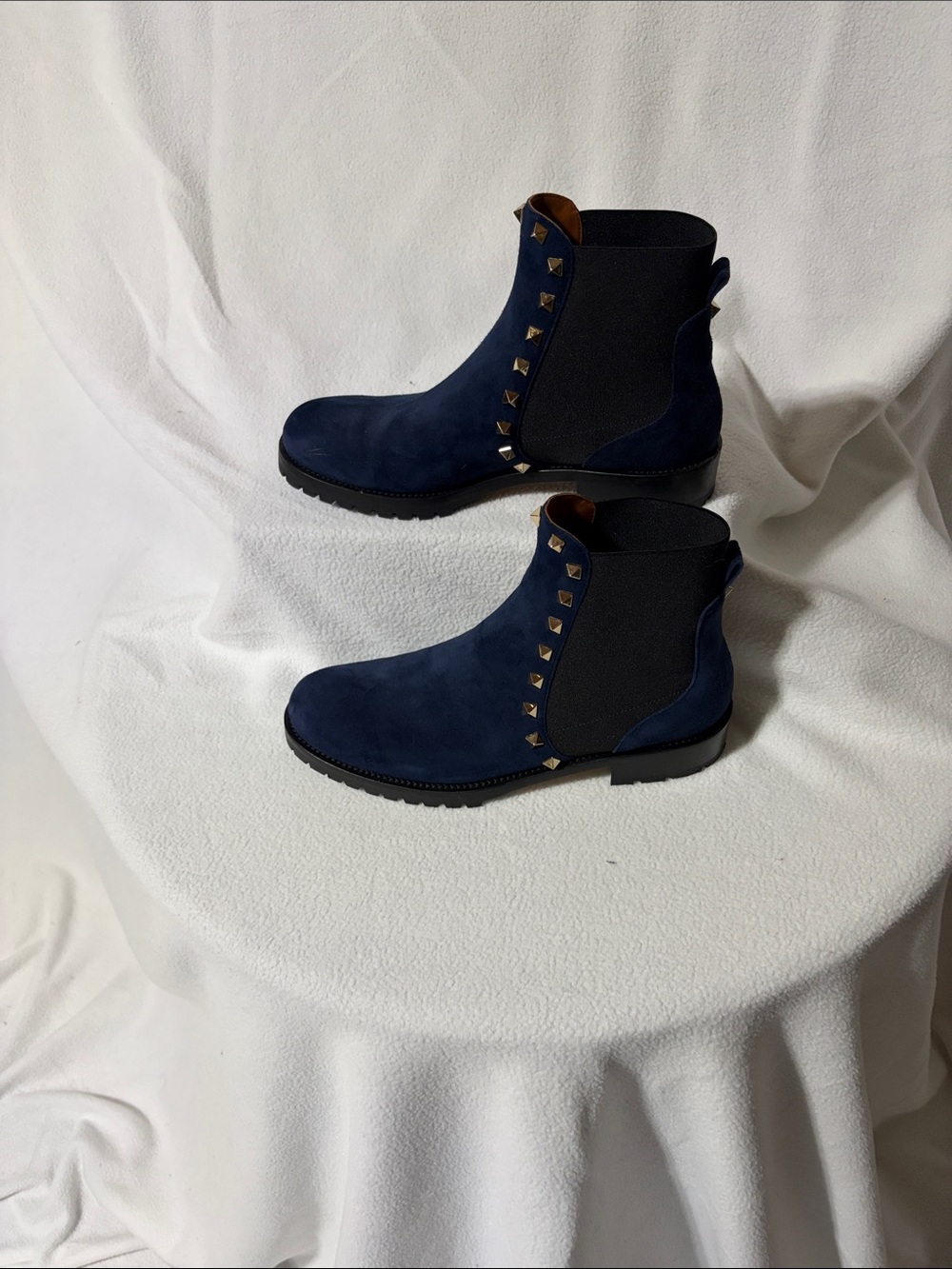 Valentino Garavani Navy and Black Leather-Soled Boot